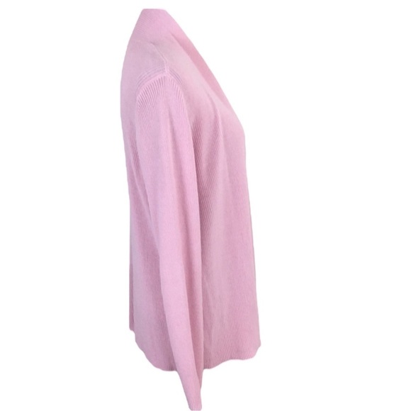 EILEEN FISHER Open Front Organic Cotton Silk Blend Long Cardigan in PINK Size M - Picture 5 of 8